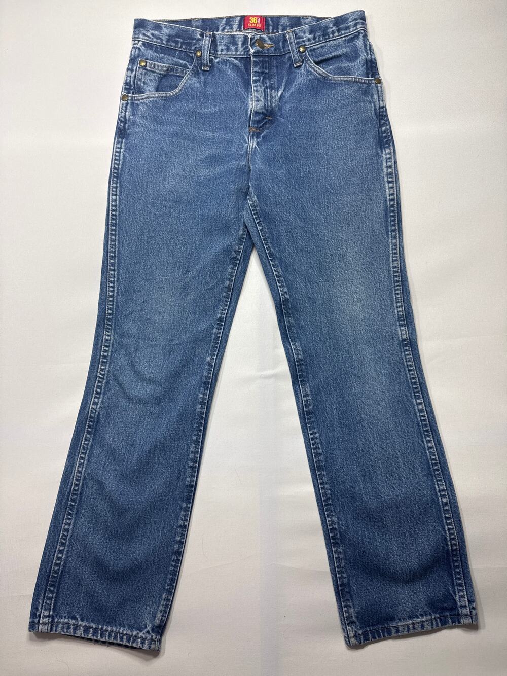 Wrangler 36MWZ Men's Slim Fit Straight Leg Blue  Jeans - 32x30‎ (31x29.5)*